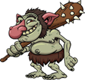 Creepy Ugly Troll with Spiked Club Cartoon Vinyl Decal Sticker