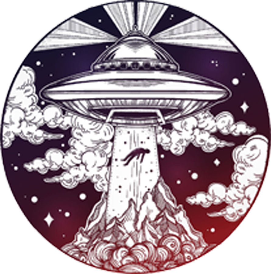 Mystical UFO Alien Human Abduction Icon Vinyl Decal Sticker